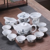 【送茶夹】茶具套装青花陶瓷家用泡茶器功夫盖碗整套简约茶杯特价