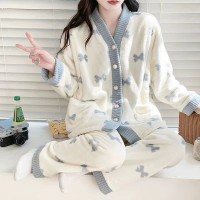 清仓睡衣女珊瑚绒两件套爆款可外穿加厚高级感大码家居服套装长袖