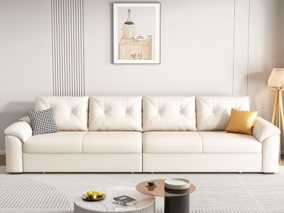 2025新款沙发床现代简约奶牛油猫爪皮小户型客厅坐卧折叠两用直排