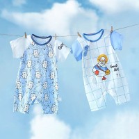新生儿短袖连体衣夏季薄款宝宝爬服男女新款婴儿短袖哈衣纯棉夏装