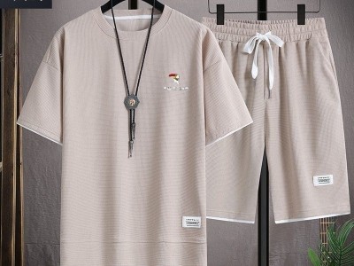 清仓捡漏~啄木鸟夏季冰丝套装男运动套装T恤休闲短袖短裤男1/2件