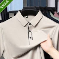 正品夏季新款翻领男士冰丝短袖T恤商务休闲POLO衫纯色上衣男打底