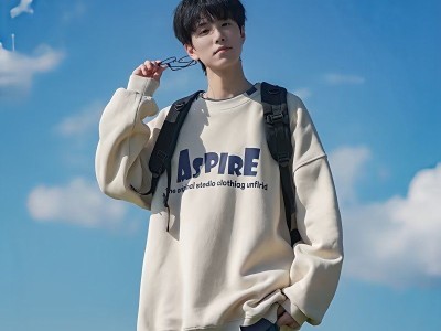 日系cityboy假两件重磅圆领卫衣男款春秋冬季加厚男生上衣服