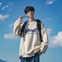 日系cityboy假两件重磅圆领卫衣男款春秋冬季加厚男生上衣服