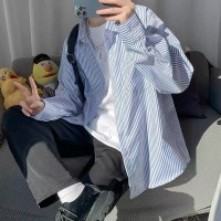 美式潮流条纹衬衫防晒外套2025春季新款宽松百搭遮肉衬衣穿潮