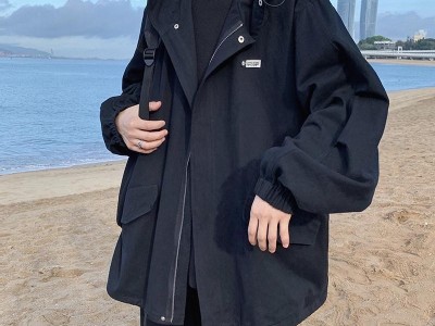 春秋季港风ins连帽工装外套男韩版潮流痞帅风衣宽松百搭上衣夹克